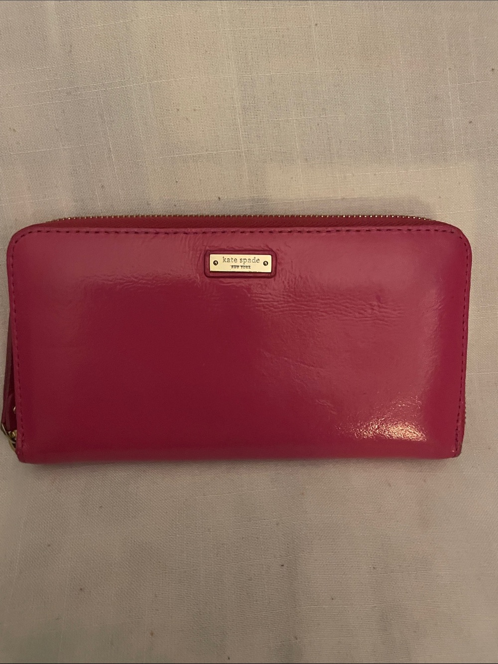 kate spade Hot Pink Patent Zip Around Wallet